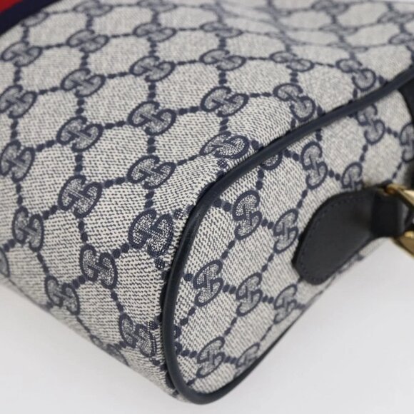 GUCCI GG Supreme Sherry Line Shoulder Bag PVC Navy Gold 72 001 4071 Auth 147721 - Picture 4 of 16